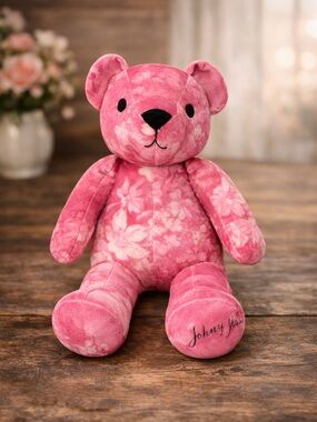 🌸 NWT! Johnny Was Pink Floral Velvet Teddy Bear Plush